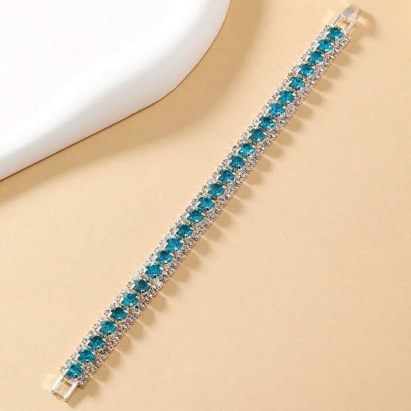 Swarovski Elements Crystal Blue Tennis Bracelet - Picture 4 of 9
